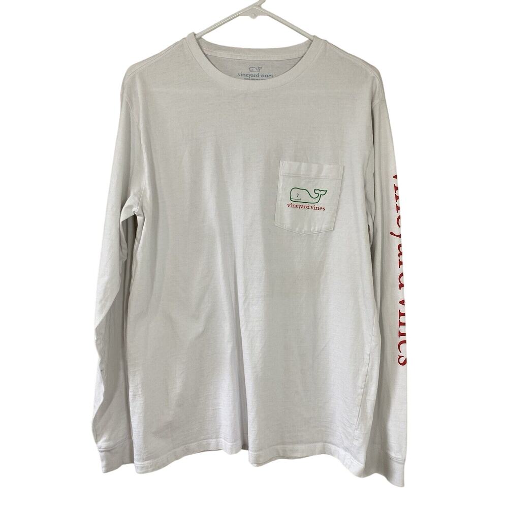 Vineyard Vines Adult Small Long Sleeve Cotton T-Shirt Naughty Or Nice Whale Logo
